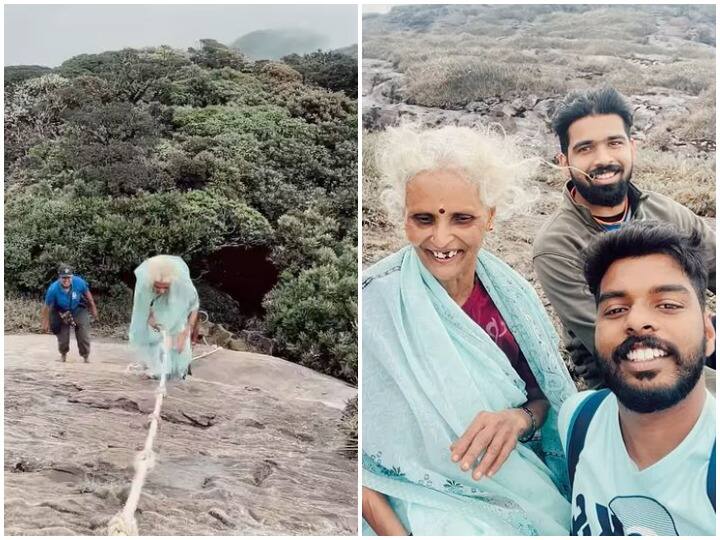 woman climbs one of the toughest peaks of Western Ghats in Saree  अपने सपने को पूरा करती दिखीं 62 वर्षीय महिला, पश्चिमी घाट की सबसे कठिन चोटी पर की चढ़ाई