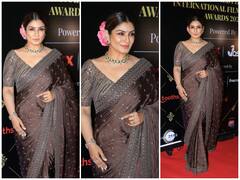 IN PICS: Raveena Tandon Turn Heads In Her Traditional Avatar On Red Carpet Of Dadasaheb Phalke Awards 2022