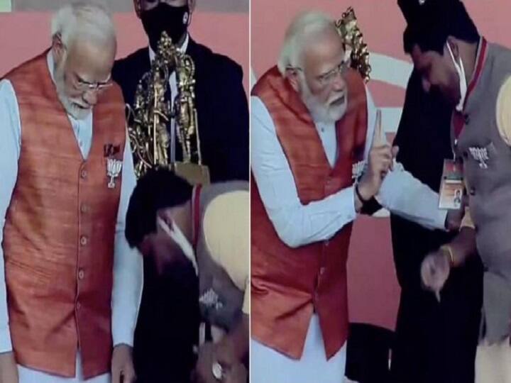 Viral Video PM Modi Touches Feet Of UP Unnao District President Awadhesh Katiyar Piyush Goyal Heaps Praise BJP rally Why PM Modi Is Called 'Pradhan Sevak': Minister Piyush Goyal Posts Video To Explain