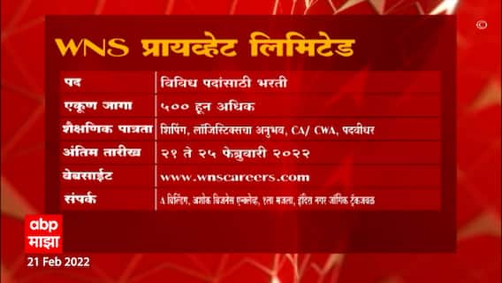 JOB Majha : HPCL , WNS प्रायव्हेट लिमिटेड, Central Bank Of India येथे नोकरीच्या संधी ABP Majha
