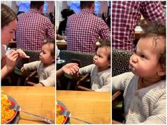 खाना खिलाते वक्त मां के हाथ से गिरा खाना, गुस्से से लाल हुआ छोटा बच्चा, मजेदार रिएक्शन देख दिल हो जाएगा खुश