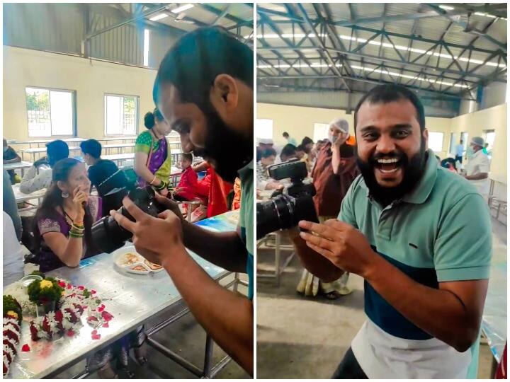 Videographer got hungry while making video stole the food from table see viral reaction वीडियो बनाते हुए वीडियोग्राफर ने अनोखे अंदाज में की चोरी, इस खास चीज को चुराने के लिए लगाया शानदार दिमाग
