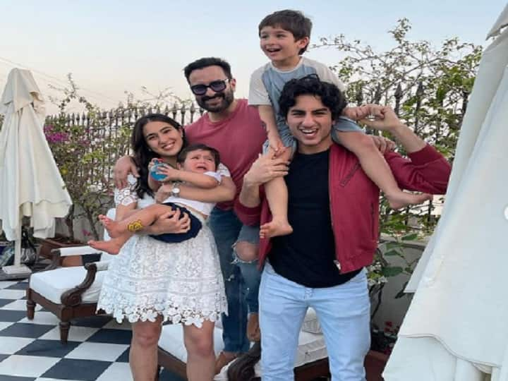 Sara Ali Khan Share Adorable Unseen Photos With Jeh Ali Khan Ibrahim ali Khan and Saif Ali Khan On jeh birthday इब्राहिम के कंधे पर तैमूर...सारा की गोद में जेह, बेटे के बर्थडे पर बच्चों पर प्यार लुटाते दिखे सैफ अली ख़ान