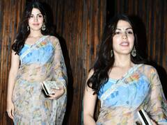 Rhea Chakraborty Wears A Beautiful Floral Saree At Farhan-Shibani's Wedding- SEE PICS