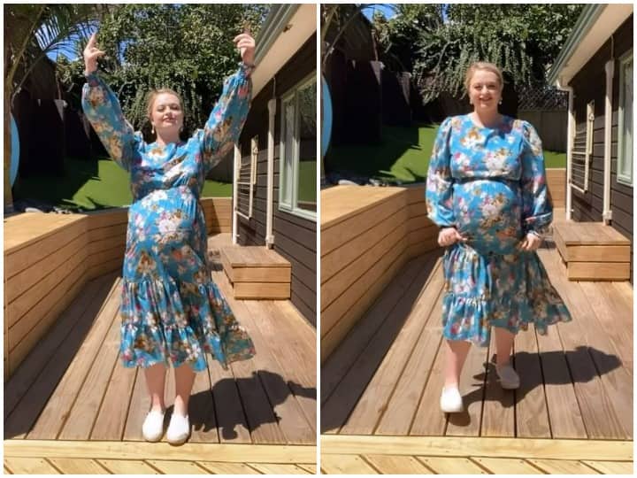 Pregnant woman dancing to Alia Bhatt Gangubai Kathiawadi song Dholida has gone viral on social media ढोलिड़ा सॉन्ग पर गर्भवती महिला ने किया जबरदस्त डांस, बेबी बंप के साथ किया गाने का हुक स्टेप 