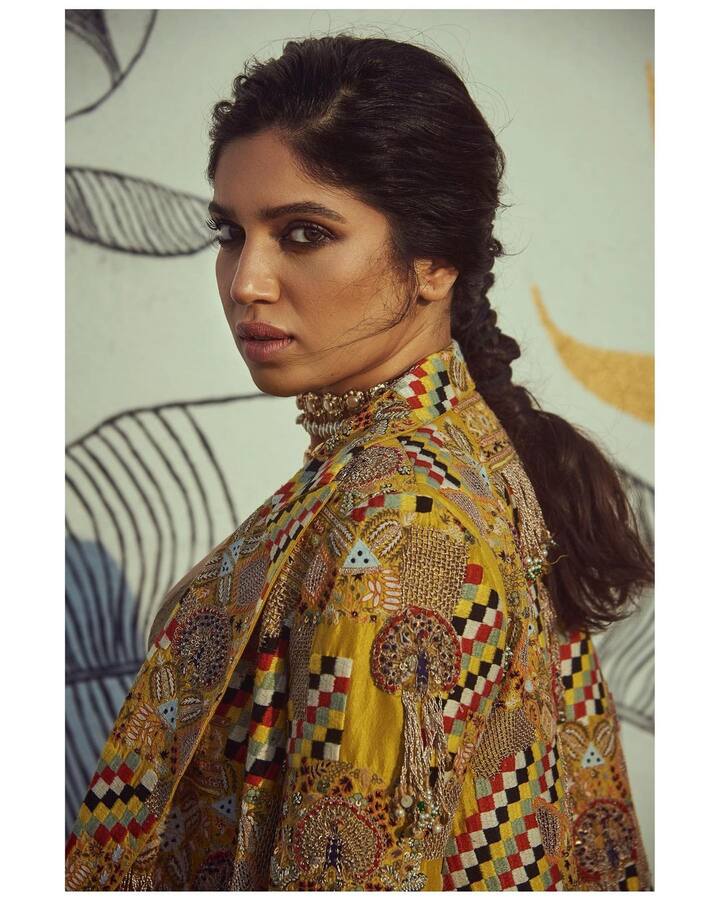 Bhumi Pednekar, fresh off the success of Badhaai Do, is turning heads in a sensual Anamika Khanna costume.