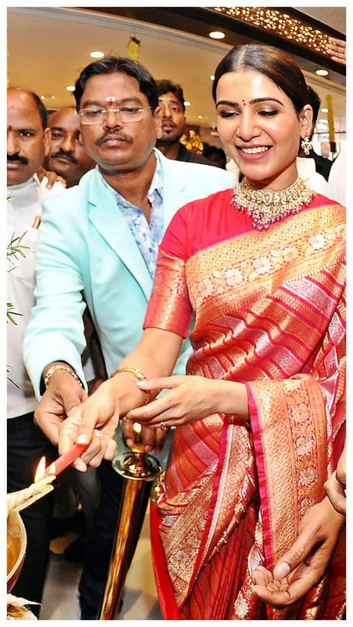 திறப்பு விழாஇல் குத்துவிளக்கு ஏற்றிய சமந்தா