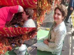 UP Election 2022: प्रचार से पहले मरी माता मंदिर में दर्शन करने पहुंची Priyanka Gandhi, देखिए ये तस्वीरें