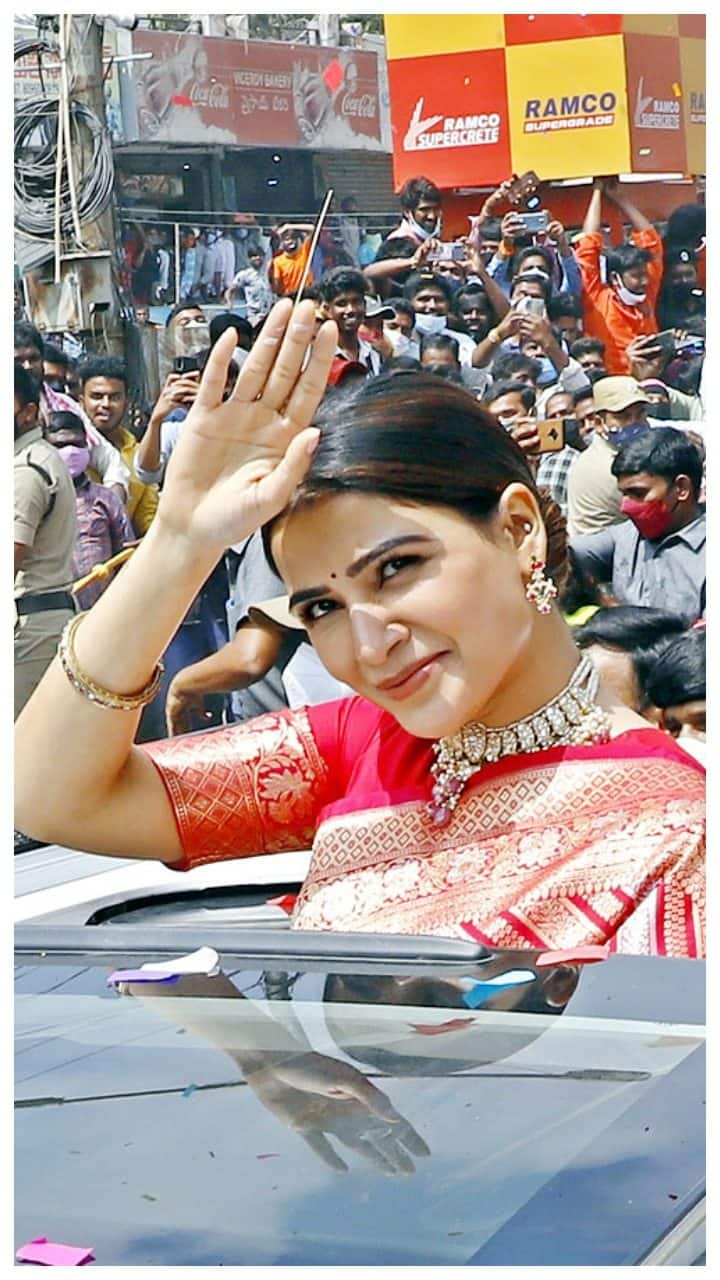 தெலங்கானாவில் புதிய ஜவுளிக்கடையை சமந்தா இன்று திறந்து வைத்தார்