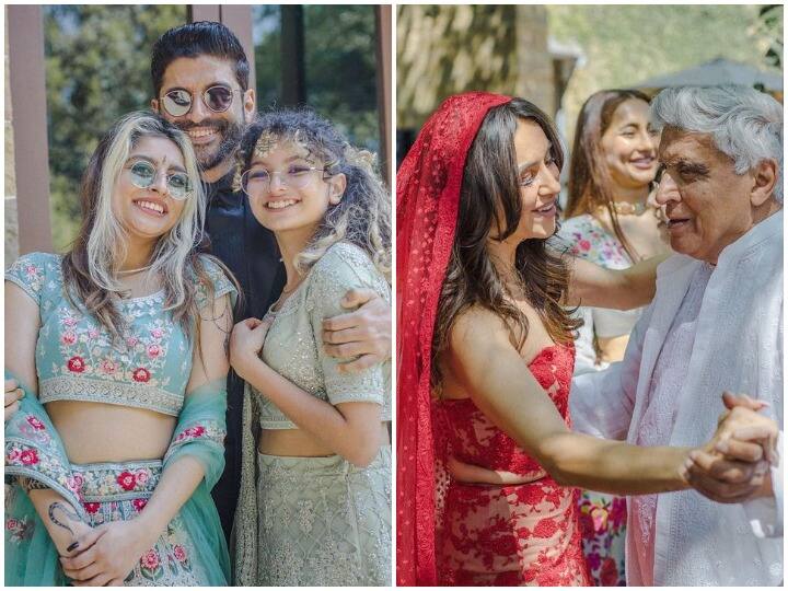 Farhan Akhtar Poses With Dauthers And Dances To ek Pal ka Jeena With Hrithik Roshan At His Wedding With Shibani Dandekar शादी में फरहान अख्तर ने बेटियों संग दिए पोज, तो शिबानी दांडेकर ने किया ससुर जावेद अख्तर संग डांस