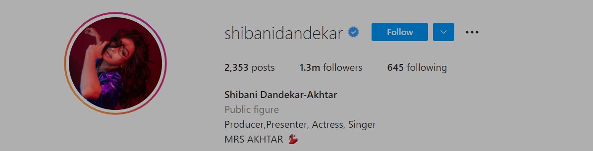 Shibani Dandekar Updates Her Instagram Name And Bio After Marriage