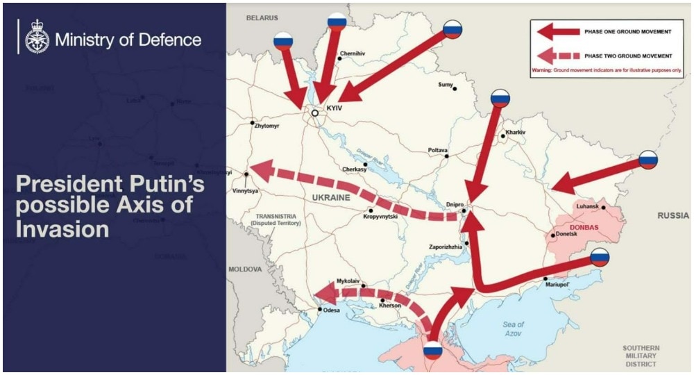 Russia Ukraine War: इंग्लैंड के खुफिया विभाग ने बताया था यूक्रेन पर कब और कैसे होगा हमला, अब जारी किया ये मैप