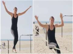 महिला ने हाई हिल्स पहनकर रस्सी पर दिखाया अनोखा करतब, बना दिया वर्ल्ड रिकॉर्ड