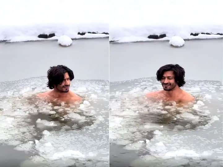 actor vidyut jammwal took a dip in the ice lake share video on instagram विद्युत जामवालची कमाल, बर्फाच्या पाण्यात घेतली डुबकी, व्हिडीओ व्हायरल