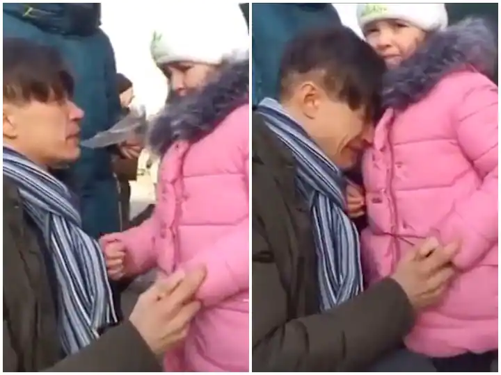 russia ukraine war emotional video of ukraine father daughter went viral Russia Ukraine Crisis : युद्धाला जाण्याआधी वडिलांनी घेतली मुलीची भेट, भेटीचा भावनिक व्हिडिओ व्हायरल