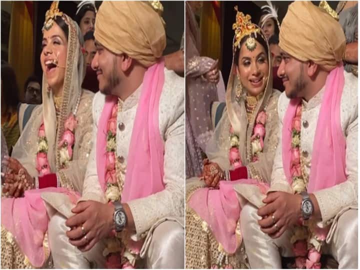Pandit ji did such a funny thing, the bride started laughing video see viral video पंडित जी ने की ऐसी मजेदार बात, ठहाके लगाकर हंसने लगी दुल्हन, कुछ नहीं बोल पाया दूल्हा
