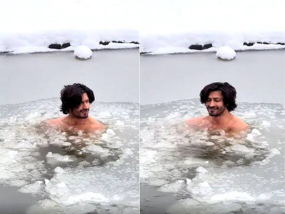 विद्युत जामवालची बर्फाच्या पाण्यात डुबकी