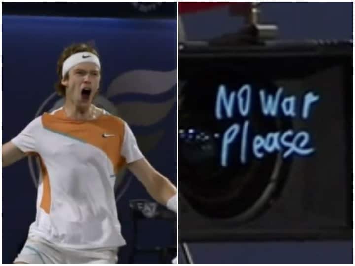 रूसी टेनिस स्टार एंड्रे रूब्लेव ने जीता सभी का दिल, कैमरा लेंस पर लिखा 'नो वॉर प्लीज'