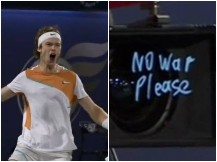 Russian tennis star Andrey Rublev wrote No war please on the camera lens रूसी टेनिस स्टार एंड्रे रूब्लेव ने जीता सभी का दिल, कैमरा लेंस पर लिखा 'नो वॉर प्लीज'