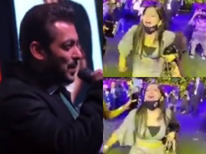 Salman Khan Female Fane Cry For Him In Dabangg Reloded Tour In Dubai Maniesh Paul Try to Calm her सलमान से मिलने की चाहत में फैन का रो-रोकर हुआ बुरा हाल, मनीष पॉल बोले 'ये बेहोश ना हो जाएं'