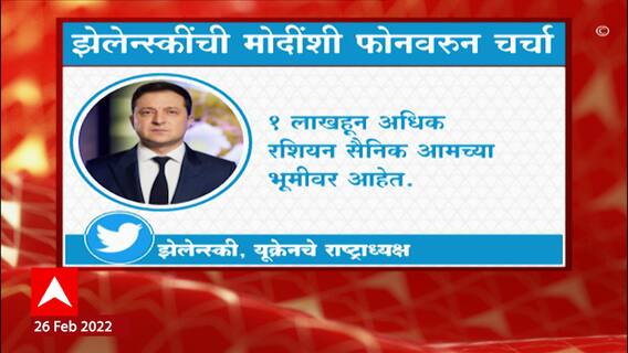 Ukraine Russia Crisis: युक्रेनच्या राष्ट्राध्यशक्षांची पंतप्रधान मोदींशी फोनवरुन चर्चा ABP Majha