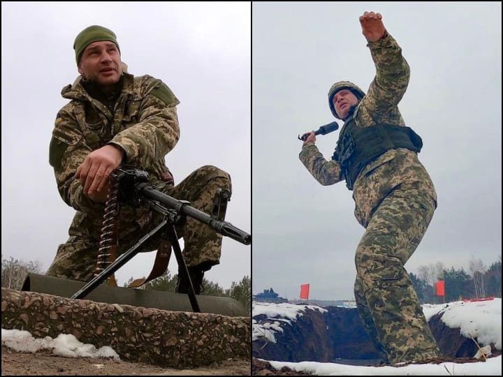 Russia Ukraine War Ex boxing Champ Vitali Klitschko Images in Battle Fatigue Goes Viral Russia Ukraine War: अपने देश के लिए लड़ने निकले एक्स बॉक्सिंग चैंपियन विटाली क्लिट्स्को, मशीन गन लोड करते तस्वीरें हुईं वायरल