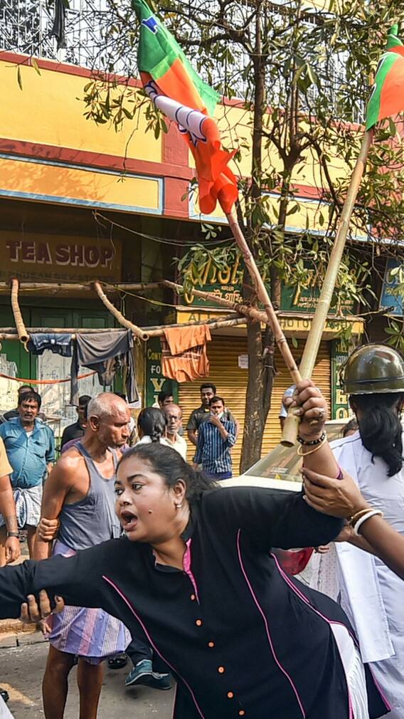 পুরভোটে অশান্তির পর বিজেপির লালবাজার অভিযান