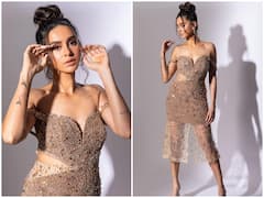 शादी के बाद और भी ज्यादा ग्लैमरस हो गई हैं शिबानी दांडेकर, ट्रांसपेरेंट ऑफ शोल्डर ड्रेस में लगीं कमाल