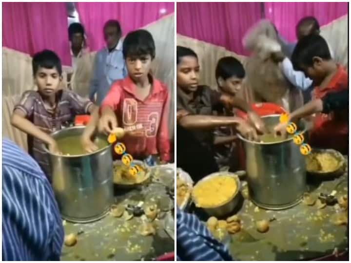 boys serving pani puri in the most dirty way dipping their dirty hands in pan puri water video goes viral बच्चों ने पानी में दोनों हाथ डालकर खिलाए ऐसे गोल गप्पे, पूरा वीडियो देख खाना ही छोड़ देंगे ये डिश