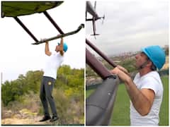 हेलीकॉप्टर से लटक कर शख्स ने कुछ यूं किए पुल-अप्स, बन गया वर्ल्ड रिकॉर्ड