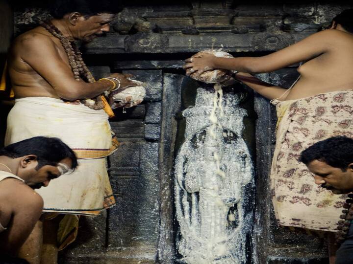 லிங்கோத்பவருக்கு தயிர் அபிஷேகம்