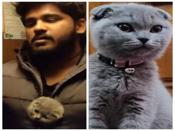 The photo of a Tamil Nadu student returning home from Ukraine with a pet has gone viral உக்ரைனில் இருந்து செல்லப்பிராணியுடன் திரும்பிய மாணவர்.. வைரலாகும் புகைப்படம்..