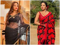 लाल हो या काली... हर कलर की साड़ी में मोनालिसा ढाती हैं कयामत, दिलकश अदाओं से लूटती हैं महफिल