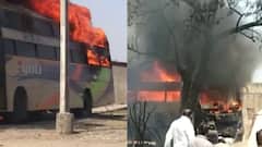Video : ભાવનગરમાં પેટ્રોલ પંપ પાસે બસમાં આગ લાગતા મચી ગઈ નાસભાગ, આગનું કારણ અકબંધ