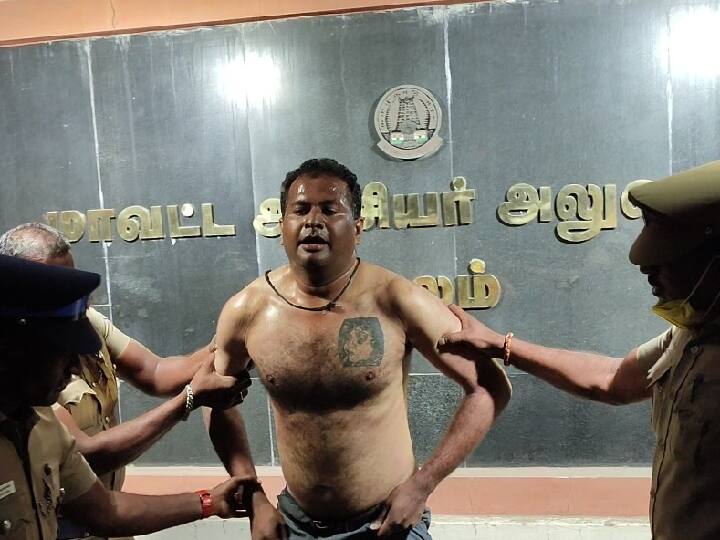 Psycho graduate youth involved in rioting with police under the influence of alcohol. salem: மது போதையில் காவலர்களிடம் ரகளையில் ஈடுபட்ட சைக்கோ பட்டதாரி இளைஞர்!