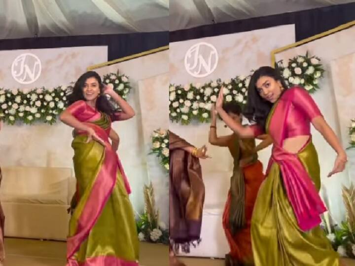 actress anju kurian dances for pushpa hey sami song Anju kurian Watch Video: கல்யாண வீட்டை கலகலக்க வைத்த அஞ்சு குரியன்! 'ஹே சாமி' ஆட்டத்தால் ஆடிப்போன கூட்டம்!!