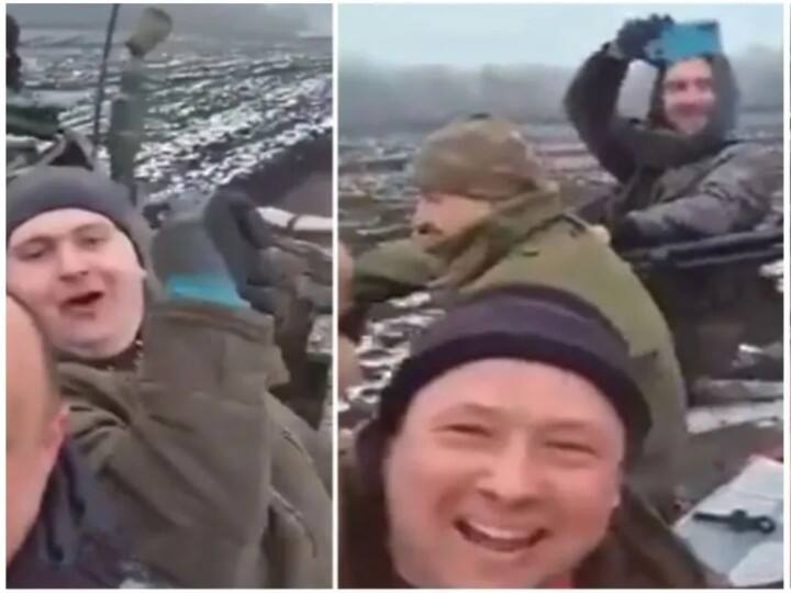 Ukrainian people captured Russian tank between Russia Ukraine War यूक्रेन के लोगों ने रूसी टैंक पर किया कब्जा, जंग के माहौल में खुशी मनाने का वीडियो वायरल