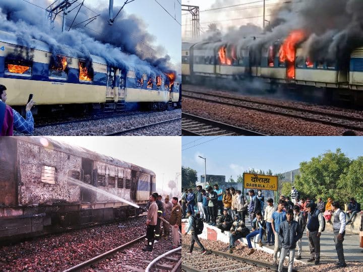 सहारनपुर से दिल्ली जा रही यात्री ट्रेन के दो डिब्बों में शनिवार सुबह दौराला स्टेशन पर आग लग गई. डिब्बों में लगी आग इंजन तक भी पहुंच गई थी. रेलवे कर्मियों ने यात्रियों की मदद से तत्काल डिब्बों को इंजन से अलग किया. मौके पर पहुंचे दमकलकर्मियों ने आग पर काबू पाया. हादसे में किसी के हताहत होने की सूचना नहीं है. नीचे की स्लाइड में देखें तस्वीरें.