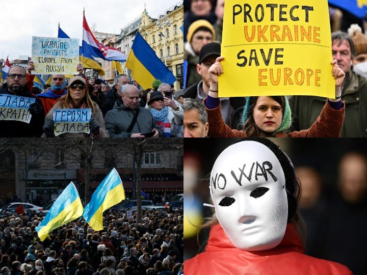 Ukraine Russia war Outrage over Russia around the world people support of Ukraine in Europe दुनियाभर में Russia को लेकर नाराजगी, यूरोप में Ukraine के समर्थन में सड़कों पर उतरे लोग