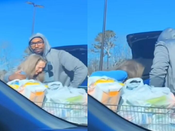 Stranger helps woman load groceries into car in viral video she reveals something heartbreaking Watch: अजनबी ने की कार में ग्रॉसरी रखने में मदद तो रो पड़ी महिला, इस वीडियो में ऐसा क्या है?