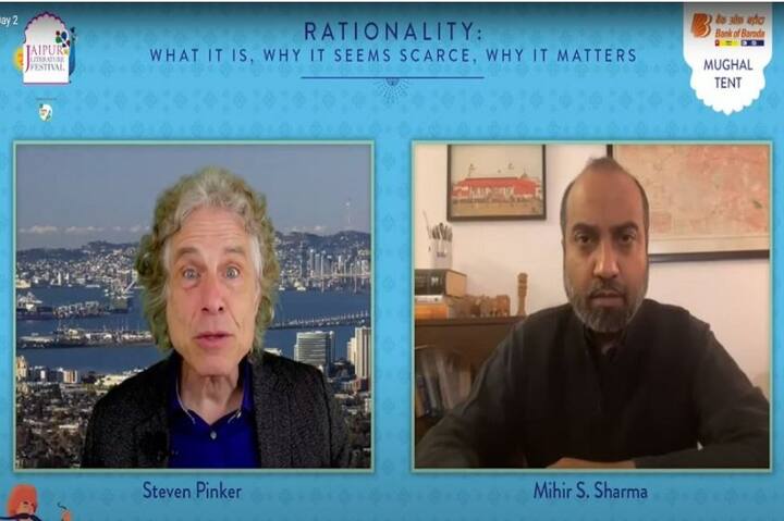 JLF2022 Steven Pinker On The Scarcity Of Rationality And Repercussions Of Cancel Culture जयपुर लिटरेचर फेस्टिवल: जीवन में तर्कसंगतता की कमी को लेकर क्या कुछ बोले अमेरिकन लेखक स्टीवन पिंकर, जानिए 