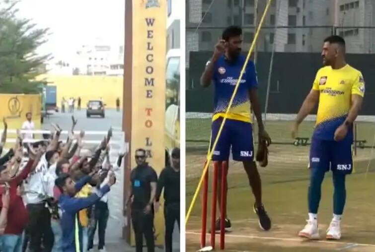 IPL 2022: Chennai Super Kings starts practice at Surat fans gathered to see MS Dhoni Video: સુરતમાં CSK એ શરૂ કરી પ્રેક્ટિસ, ધોનીને જોવા ઉમટ્યાં ફેન્સ
