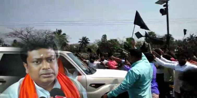Black flag, go-back slogan! Sukanta Majumder in the face of tmc protests Sukanta Majumdar: কালো পতাকা, গো-ব্যাক স্লোগান! তৃণমূলের বিক্ষোভের মুখে সুকান্ত মজুমদার