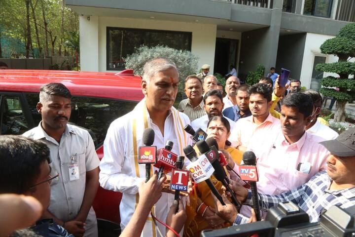 Harish Rao speaking to media ahead of commencement of the budget session. (Image: Special arrangement)