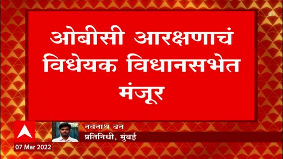 OBC political reservation bill : ओबीसी राजकीय आरक्षणासंदर्भातील विधेयक विधानसभेत मंजूर Budget session