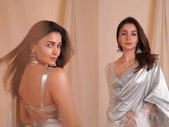 PHOTO: चंदेरी रंगाच्या साडीमध्ये आलीयाचा ग्लॅमरस अंदाज!