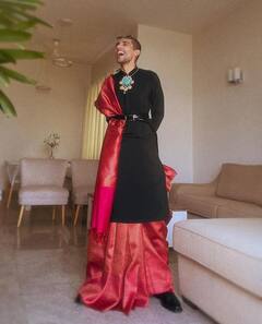 PHOTO : Men in Saree... साडी आत्मविश्वासाने फ्लॉण्ट करणारे देसी बॉईज!