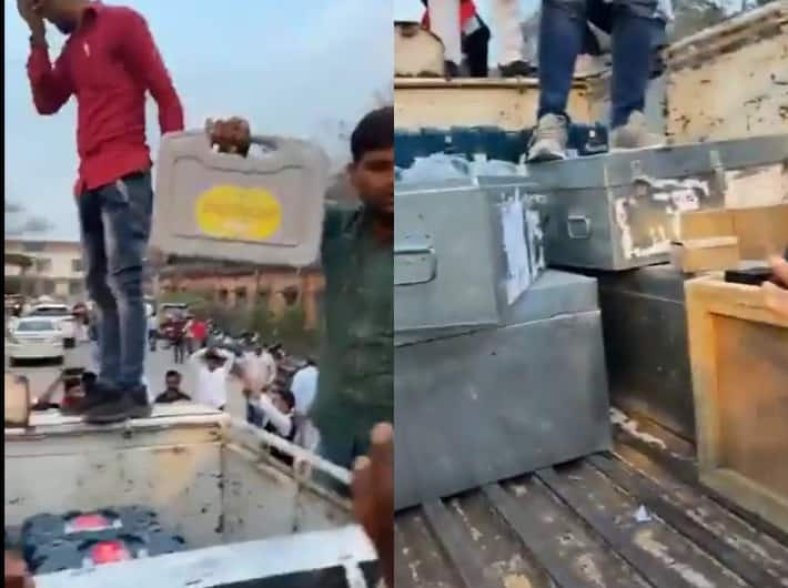 up election 2022 varanasi district magistrate election commission on evm viral videos UP Election 2022 : ईव्हीएम मशीनच्या व्हायरल व्हिडीओबाबत निवडणूक आयोगानं काय म्हटलं? निकालापूर्वी चोरीचा अखिलेश यादवांचा आरोप