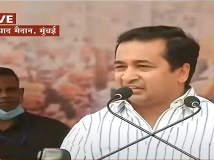 BJP MLA Nitesh Rane political statement ib bjp morcha mumbai marathi news Nitesh Rane : मविआवर नागासारख्या बसलेल्या शरद पवारांना 'हा' संदेश मिळालाच पाहिजे, मलिकांच्या राजीनाम्यासाठी भाजपचा मोर्चा