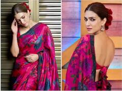 ਵਾਲਾਂ 'ਚ ਫੁੱਲ ਸਜਾਏ ਕ੍ਰਿਤੀ ਸੈਨਨ ਲੱਗੀ ਖ਼ੂਬਸੂਰਤ, ਫਲੋਰਲ ਪ੍ਰਿੰਟ ਸਾੜ੍ਹੀ 'ਚ ਦਿਖੀ ਮਾਸੂਮ ਨਜ਼ਾਕਤ